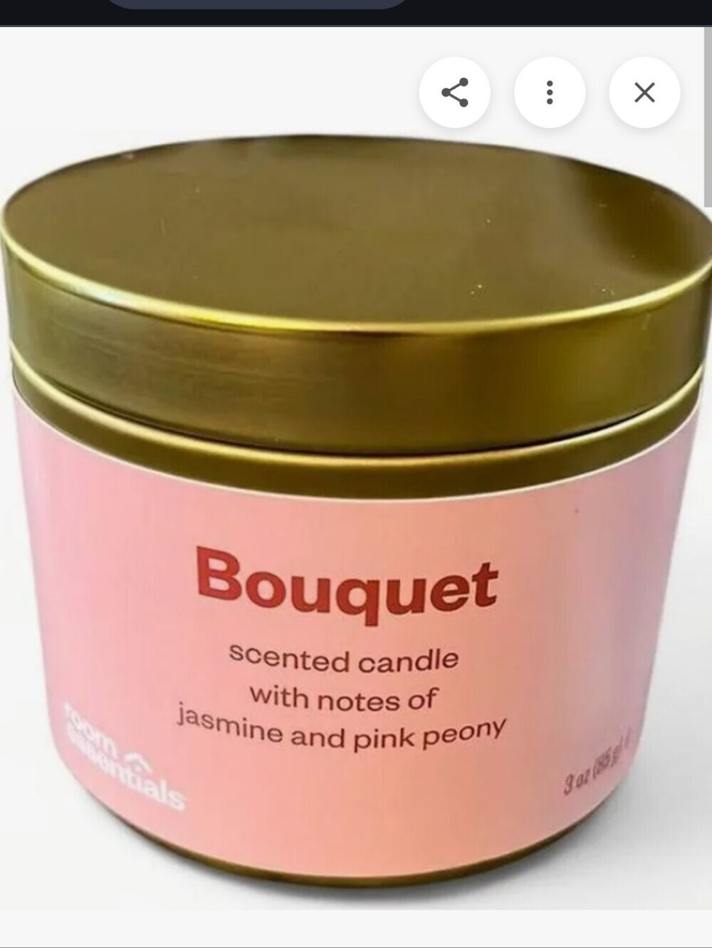 Jasmine & Pink Peony Scented Candle 2 Pack with Gold Lids Room Essentials 3 oz